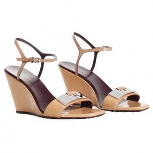 NEW TORY BURCH women's gigi wedge sandal in cantucci / silver